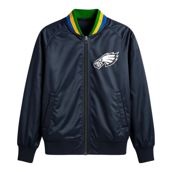 NIKE NFL EAGLES Origins Varsity Jacket Unisex XL Black Cotton Logo Pride Rare - Picture 3 of 15